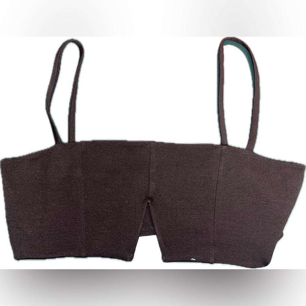 V cut spaghetti strap black crop top bralette
